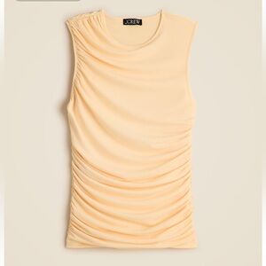 J. Crew Sleeveless Ruched Top in Pale Yellow